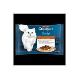 GOURMET PERLE GRAVY DELIGHT Csirkével/Marhával nedves macskaeledel 4x85g