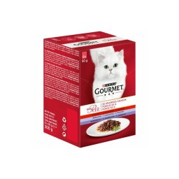 GOURMET MON PETIT Marhával/Borjúval/Báránnyal nedves macskaeledel 6x50g
