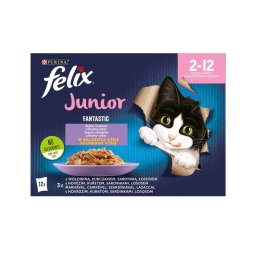 FELIX FANTASTIC Junior Vegyes válogatás aszpikban nedves macskaeledel 12x85g