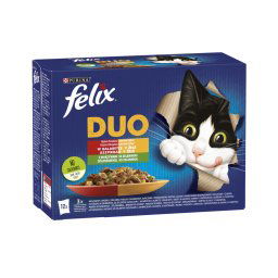 Felix Fantastic Duo Házias válogatás zöldséggel aszpikban nedves macskaeledel 12x85 g