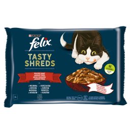 FELIX SHREDS Házias válogatás szószban nedves macskaeledel 4x80g