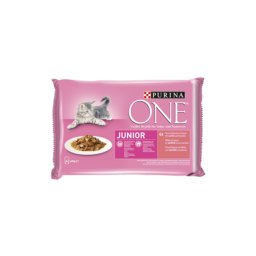 PURINA ONE JUNIOR Lazaccal és Sárgarépával nedves macskaeledel 4x85g