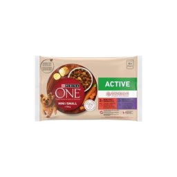 Purina ONE MINI/SMALL Active Marhával és kacsával nedves kutyaeledel 4x85g