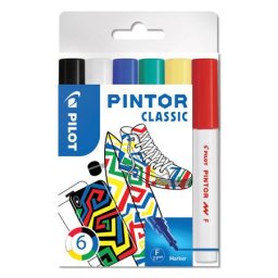 PILOT Dekormarker készlet, 1 mm, PILOT "Pintor F" 6 különböző klasszikus szín