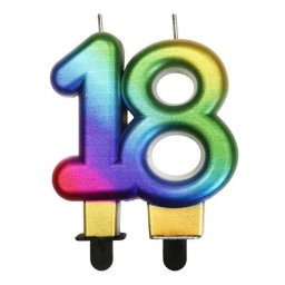 Színes tortagyertya, számgyertya 18-as