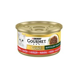 GOURMET GOLD Succulent Delights Marhával nedves macskaeledel 85g