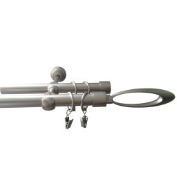 Dupla függönykarnis nikkel színű, fém galéria 19 mm / 240 cm + kiegészítők YF035240D-SN