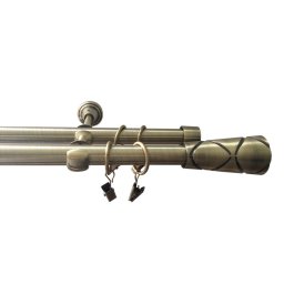 Dupla függönykarnis fém, antik sárgaréz 19 mm / 200 cm + kiegészítők YF068200D-AB