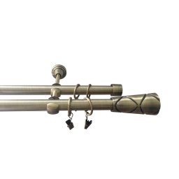 Dupla függönykarnis antik réz, fém 19 mm / 240 cm + kiegészítők YF068240D-AB