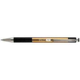 Golyóstoll, 0,24 mm, nyomógombos, arany színű tolltest, ZEBRA "F-301 A", kék