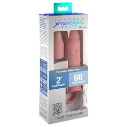 Pipedream - X-TENSION Elite 2 - heregyűrűs péniszköpeny (testszínű)