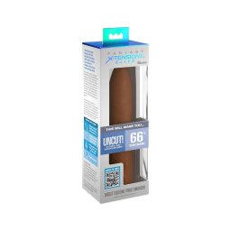 Pipedream X-TENSION Elite - méretezhető nyitott péniszköpeny (sötét testszínű)