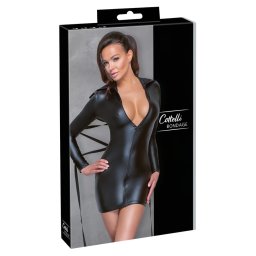 Cottelli Bondage - fényes hatású bondage ruha kötözővel (fekete)