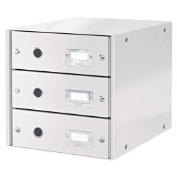 LEITZ Irattároló, laminált karton, 3 fiókos, LEITZ "Click&Store", fehér