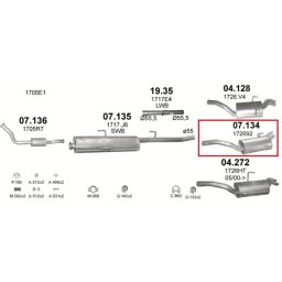 Kipufogódob, hátsó, Fiat Scu, Uly, Citroen Eva, Ford Focus, Lancia Z, Peugeot 806 1.6-2.1, 1994-2006