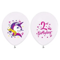 2 éves Unikornis Happy Birthday léggömb, lufi 5 db-os