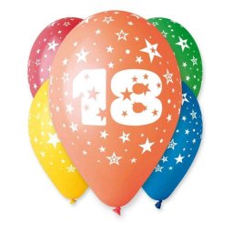 18 éves Happy Birthday léggömb, lufi 5 db-os (30,5 cm)