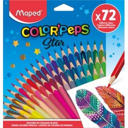 Színes ceruza készlet, háromszögletű, MAPED "Color'Peps Star", 72 különböző szín