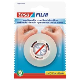 Ragasztószalag, kézzel téphető, 19 mm x 25 m, TESA "tesafilm®", átlátszó