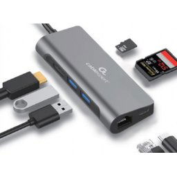 Notebook/Tablet dokkolo USB-C HDMI/LAN/USB HUB/Kartyaolvaso Gembird A-CM-COMBO5-01