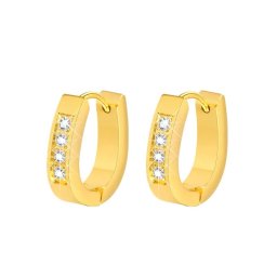 Orvosi fém ovális fülbevaló, kristályokkal