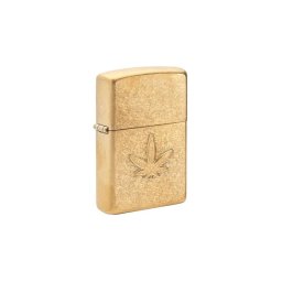 49569 Zippo öngyújtó koptatott sárgaréz, levél minta Cannabis Design