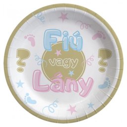 FIú vagy lány, papír tányér, 23 cm, 8 db/cs