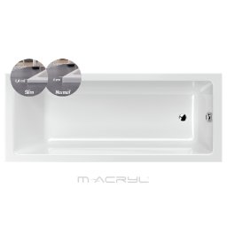M-acryl Sandra Slim 170x75 egyenes akril kĂĄd 215L + lĂĄb