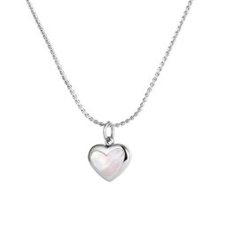 Szív medálos női nyaklánc nemesacélból, gyöngyház berakással