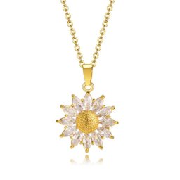 Napraforgó nemesacél medál nyakláncon, arany bevonattal