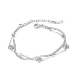 Kétsoros nemesacél karkötő, életfa és gömb charmokkal