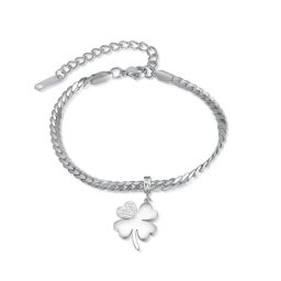 Szerencsehozó nemesacél karkötő, ragyogó kristályokkal