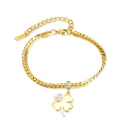 Szerencsehozó nemesacél karkötő, ragyogó kristályokkal - arany