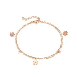Daisy nemesacél bokalánc virág charmokkal, rozé arany bevonattal
