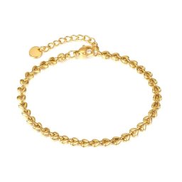 Szív láncszemes orvosi fém karkötő, arany bevonattal