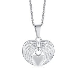 Angyalszárny nemesacél kegyeleti medál nyakláncon, tölcsérrel