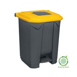 Planet Szelektív hulladékgyűjtő konténer, műanyag, pedálos, antracit, sárga, 50L