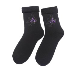 Szürke-lila ezüst virág - visszahajtós frottír zokni