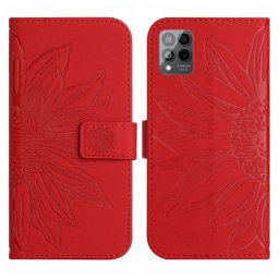 ART SUN FLOWER pénztárca tok szíjjal T Phone Pro / T Phone Pro 2023 piros