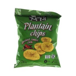 Samai Plantain Főzőbanán Chips Füstölt Édes Chili 75 g - Szav. ideje: 2026.10.24.