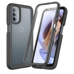 DUAL Kétoldalas borítás fóliával Motorola Moto G71 5G fekete