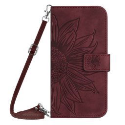ART SUN FLOWER Pénztárca tok szíjjal Motorola Moto E22s bordó