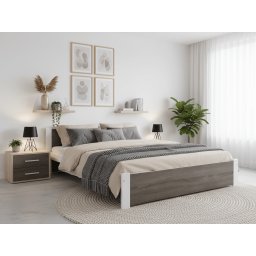 IKAROS ágy 140 x 200 cm, fehér/trüffel tölgy Ágyrács: Léces ágyrács, Matrac: Matrac nélkül