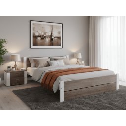 IKAROS DOUBLE ágy 120 x 200 cm, fehér/trüffel tölgy Ágyrács: Léces ágyrács, Matrac: Sommera 18 cm matrac