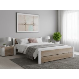 IKAROS DOUBLE ágy 120 x 200 cm, fehér/sonoma tölgy Ágyrács: Léces ágyrács, Matrac: Deluxe 10 cm matrac