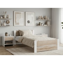 IKAROS DOUBLE ágy 90 x 200 cm, fehér/sonoma tölgy Ágyrács: Ágyrács nélkül, Matrac: Coco Maxi 20 cm matrac