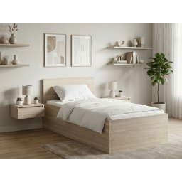 SOFIA ágy 90 x 200 cm, sonoma tölgy Ágyrács: Léces ágyrács, Matrac: Sommera 18 cm matrac