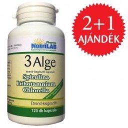 Nutrilab 3 Alge - Spirulina, Chlorella és Vörös alga kapszula 2+1 akció - 3x120db
