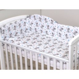 Mama Kiddies(R) Baby Bear 5 részes babaágynemű 180°-os rácsvédővel szürke macis mintával