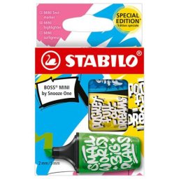 STABILO Szövegkiemelő készlet, 2-5 mm, STABILO, "Boss Mini Snooze One", 3 különböző szín